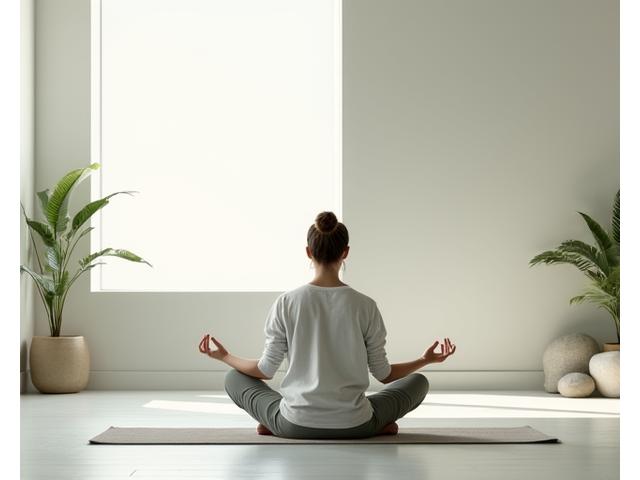 Une personne méditant dans un studio serein de Yoga & Bien-être